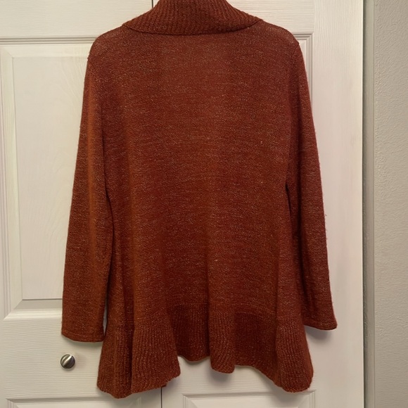 Dressbarn Fall Burnt Orange Open Front Cardigan Sweater Roomy - Picture 6 of 11